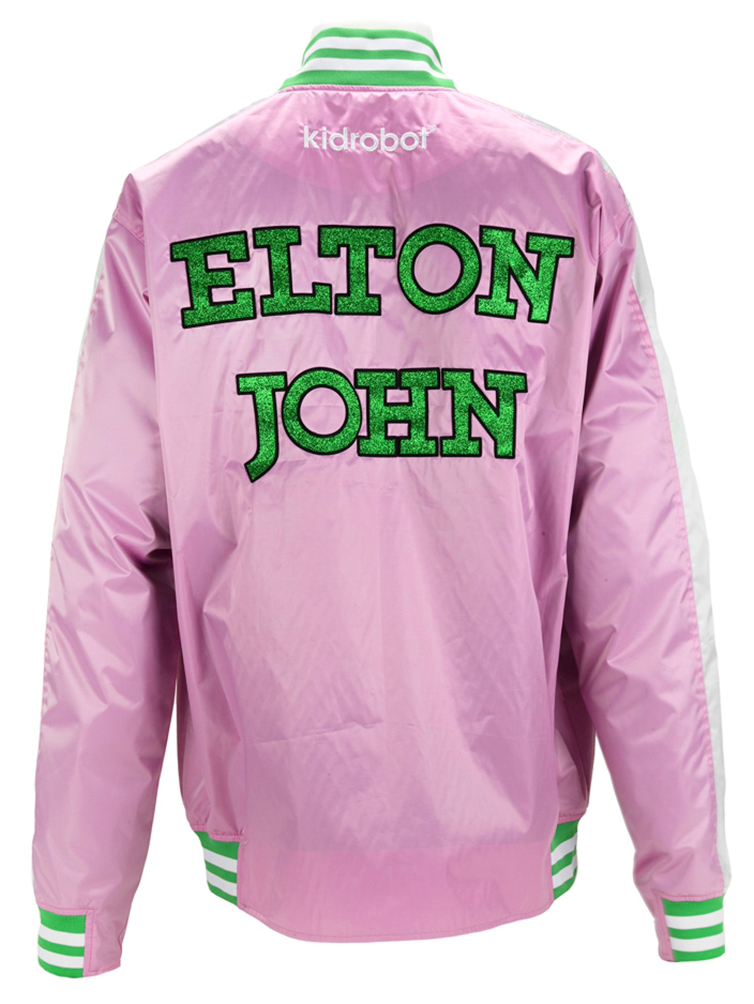 Kidrobot - Elton John "Goodbye Yellow Brick Road" Pink Satin Jacket - Large - costumes.com