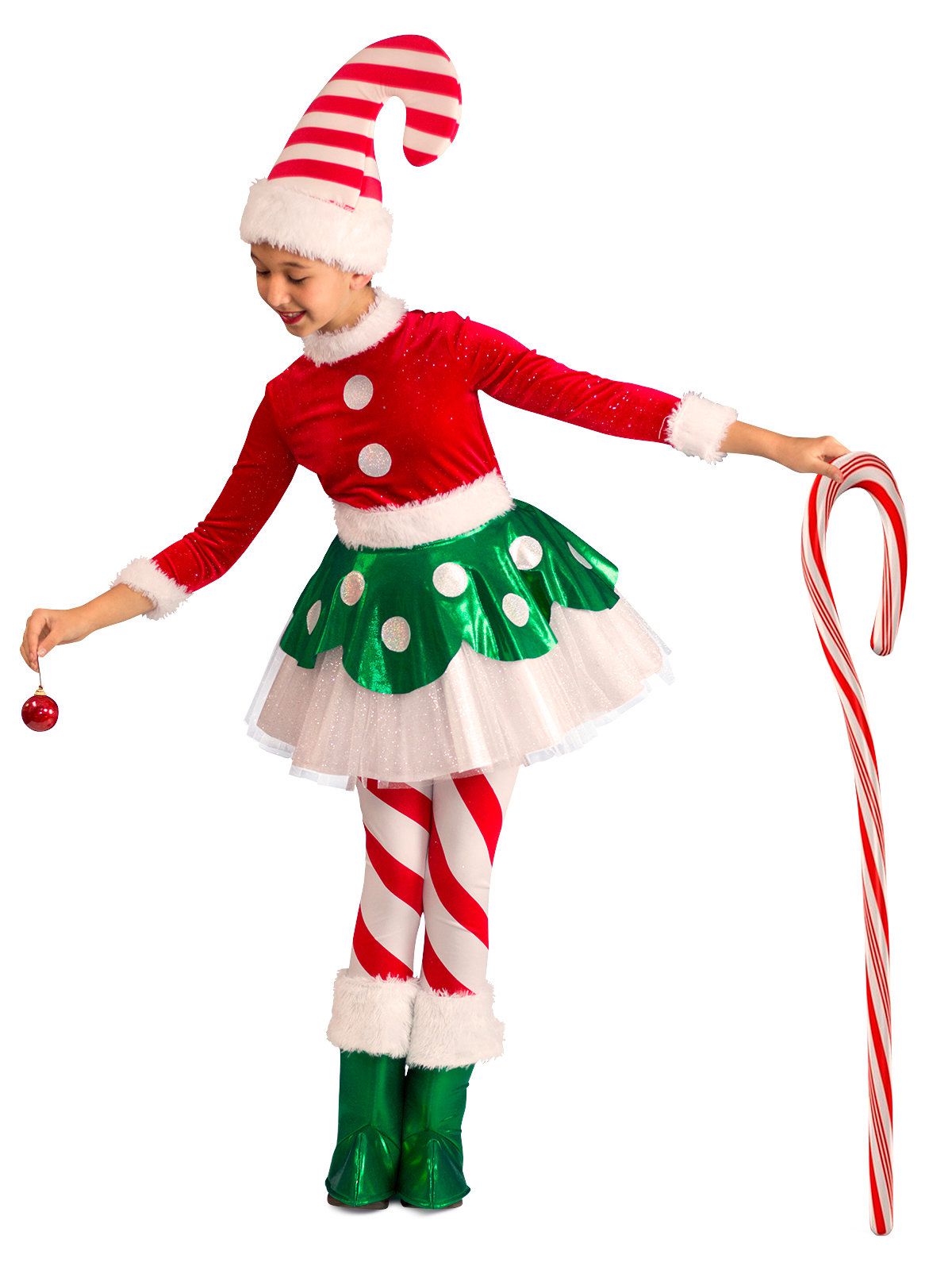 Kid's Candy Cane Elf Princess Costume - costumes.com