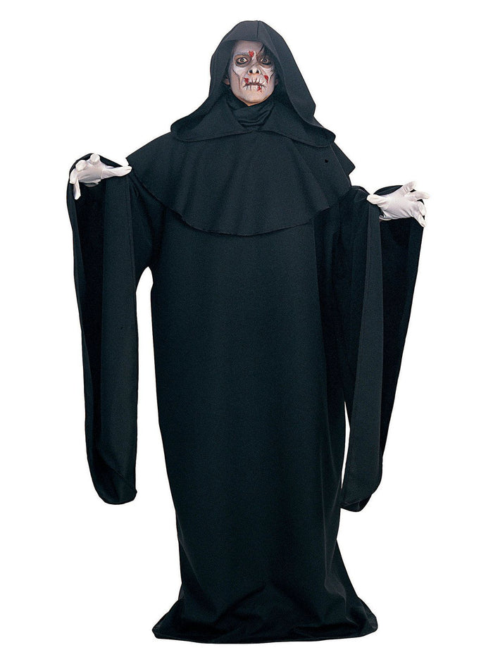 Adult Black Full Hooded Robe with Cowl - Deluxe