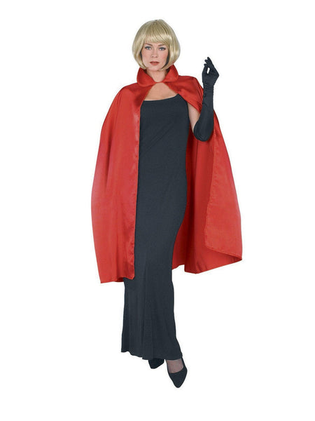 Adult Red Satin Collared Cape
