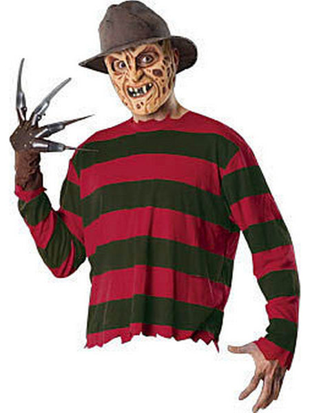 Adult A Nightmare on Elm Street Freddy Krueger Shirt, Hat, Mask and Glove