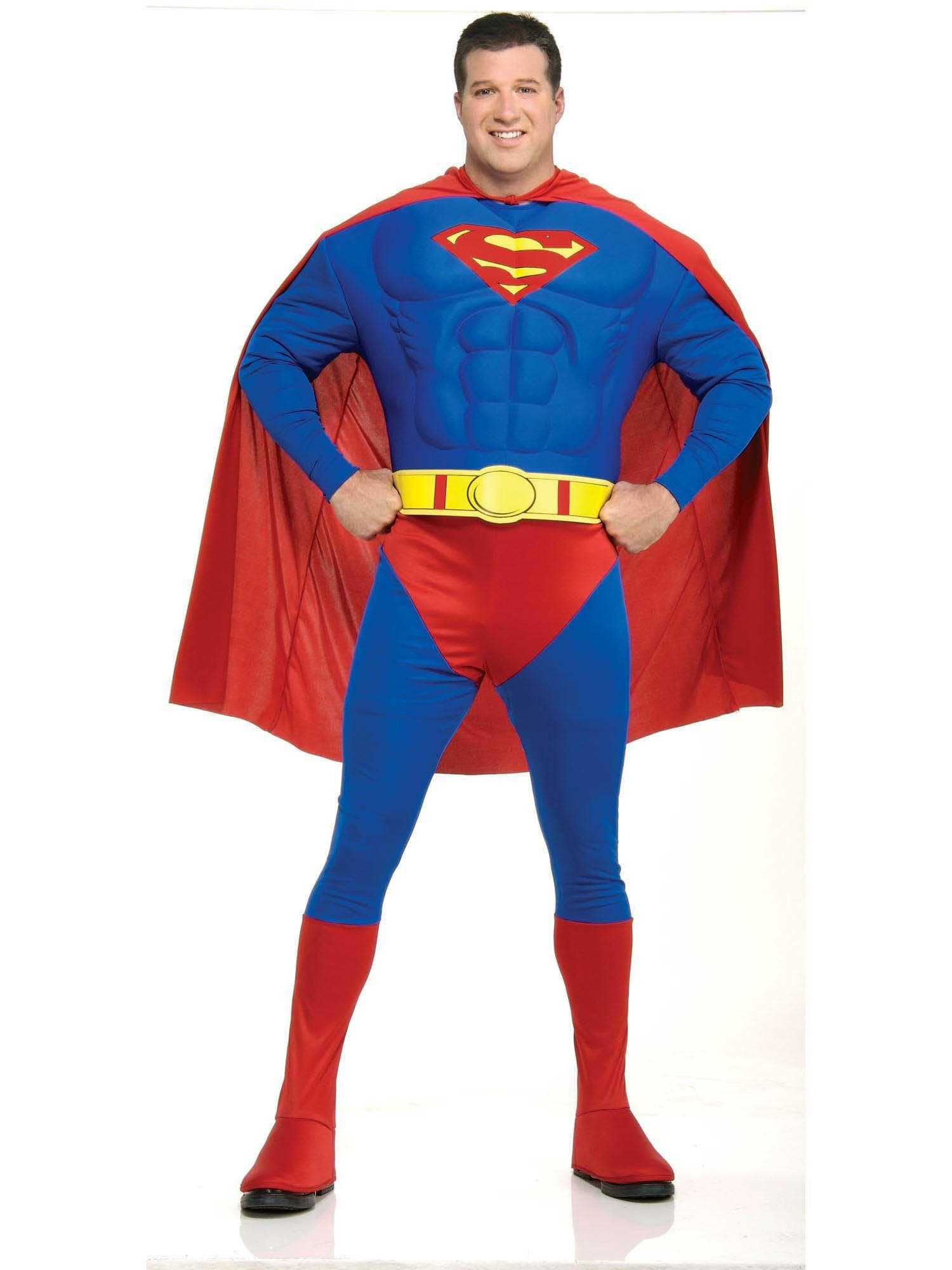 Adult Justice League Superman Deluxe Muscle Chest Plus Size Costume - costumes.com