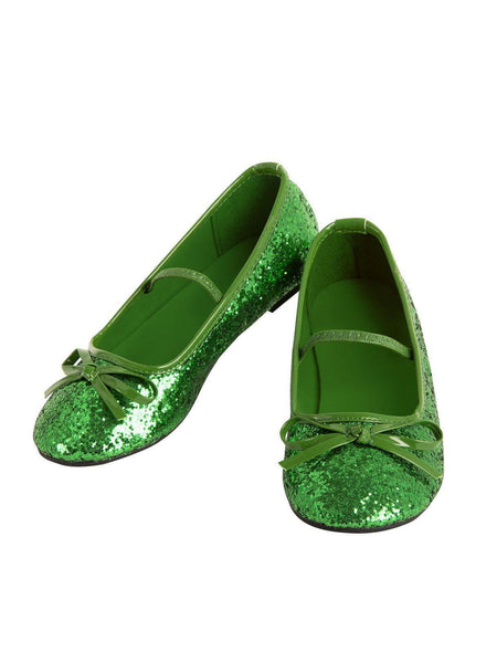 Kids Green Glitter Ballet Shoes