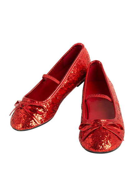 Kids Red Glitter Ballet Shoes