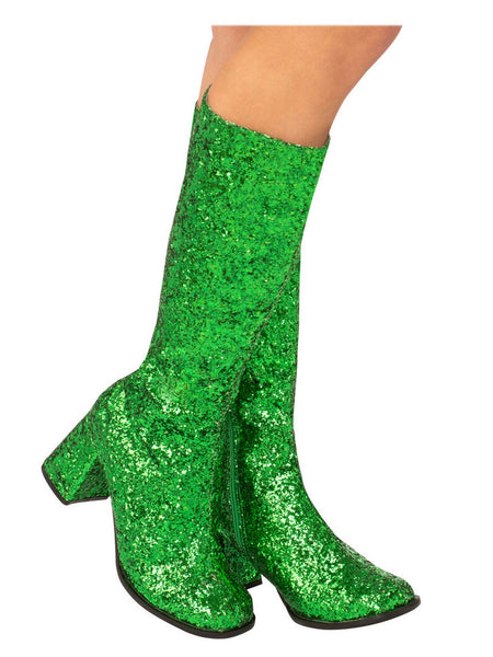 Adult Green Glitter Go Go Disco Boots