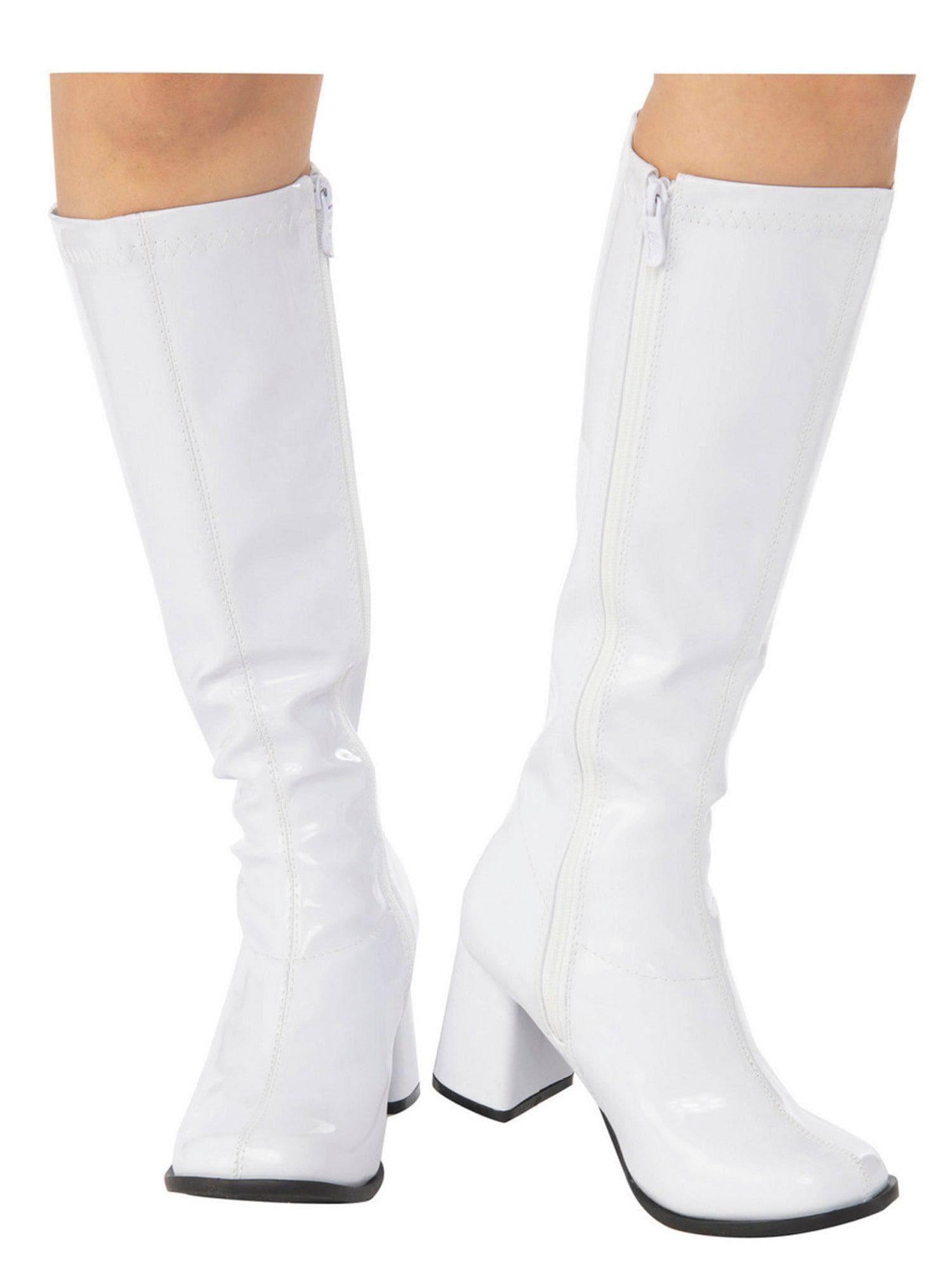 Adult White Patent Go Go Disco Boots - costumes.com