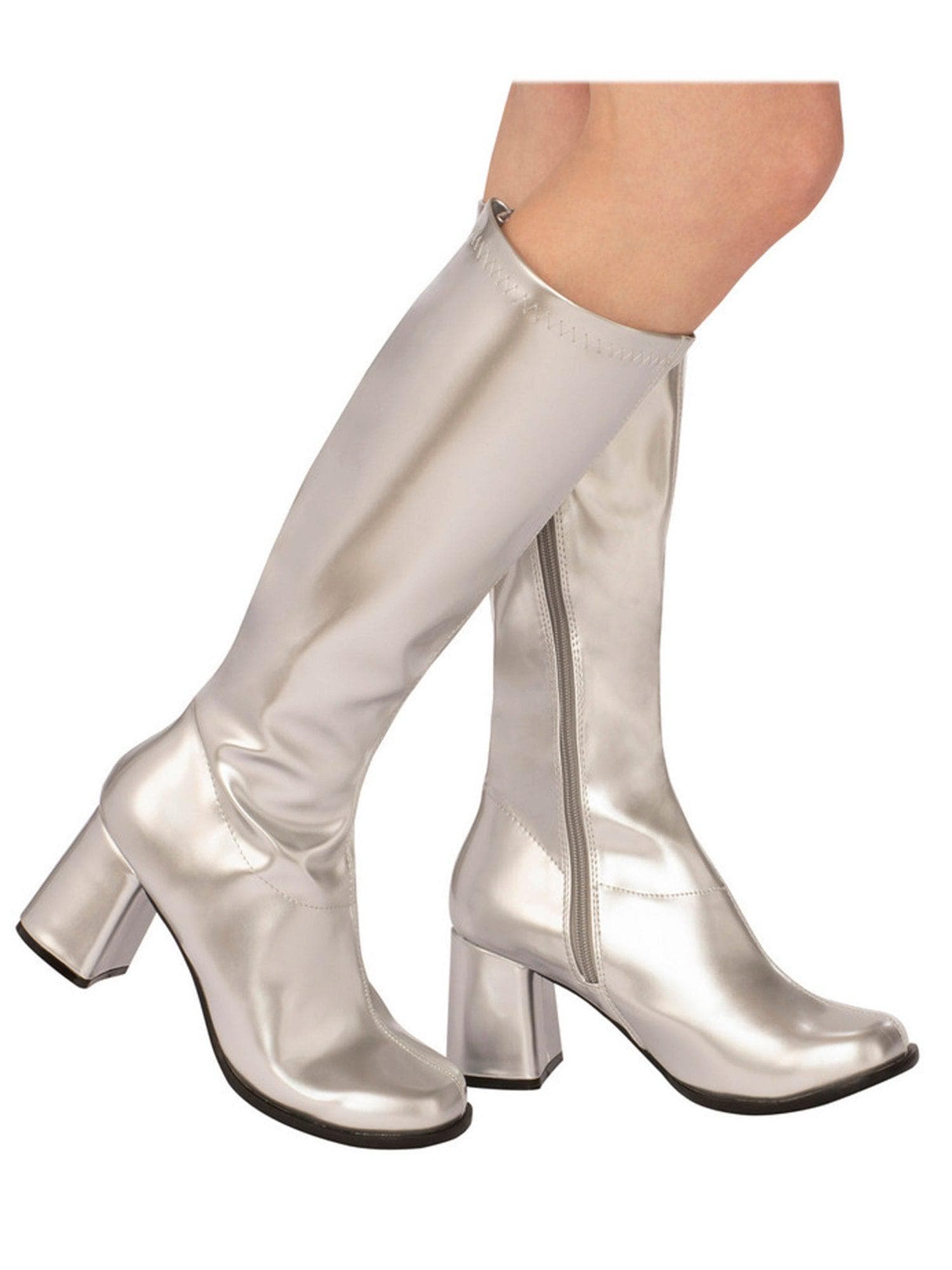 Adult Silver Metallic Go Go Disco Boots - costumes.com