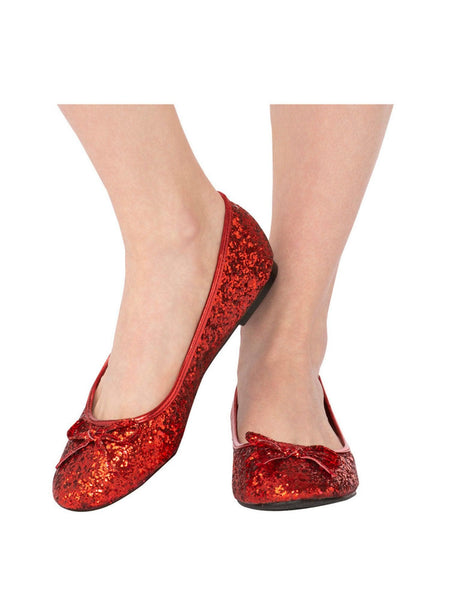 Adult Red Glitter Ballet Shoes