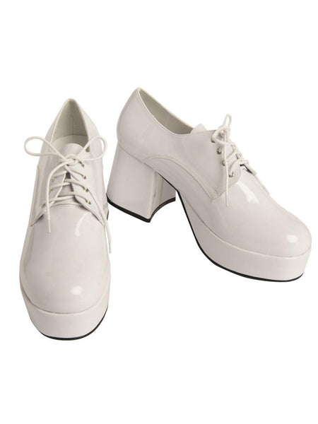 Adult White 70's Platform Heeled Shoes