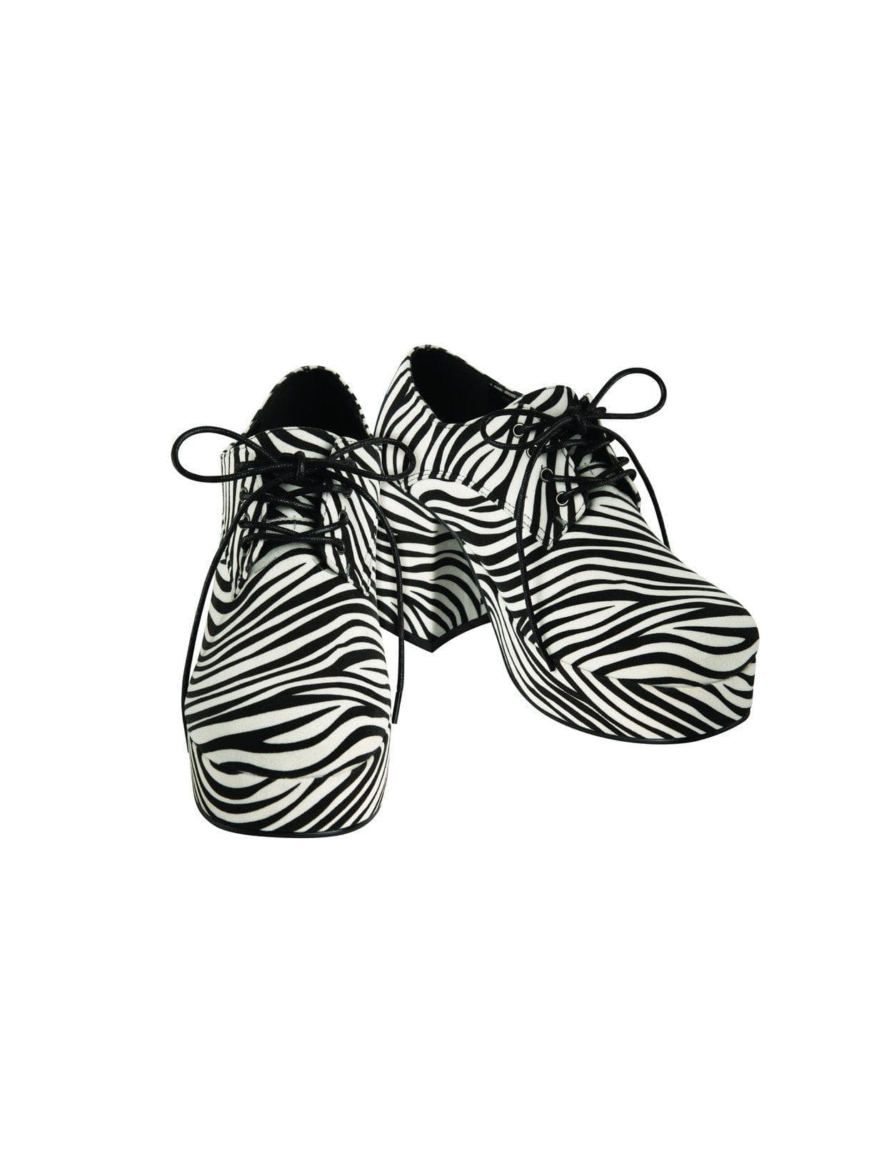 Adult Zebra 70's Platform Heeled Shoes - costumes.com