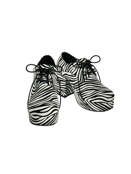 Adult Zebra 70's Platform Heeled Shoes