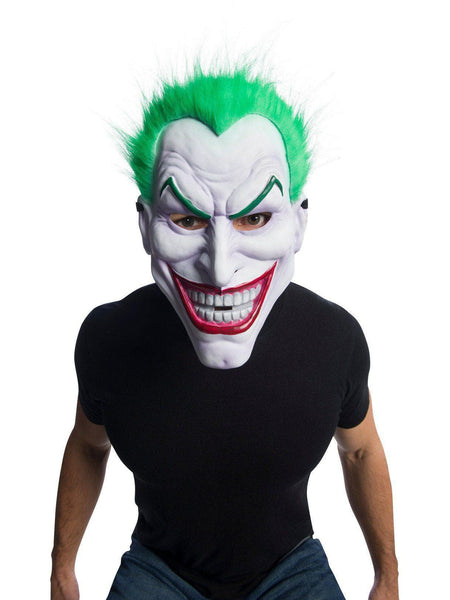 Adult Batman Grinning Joker Mask with Plush Hair