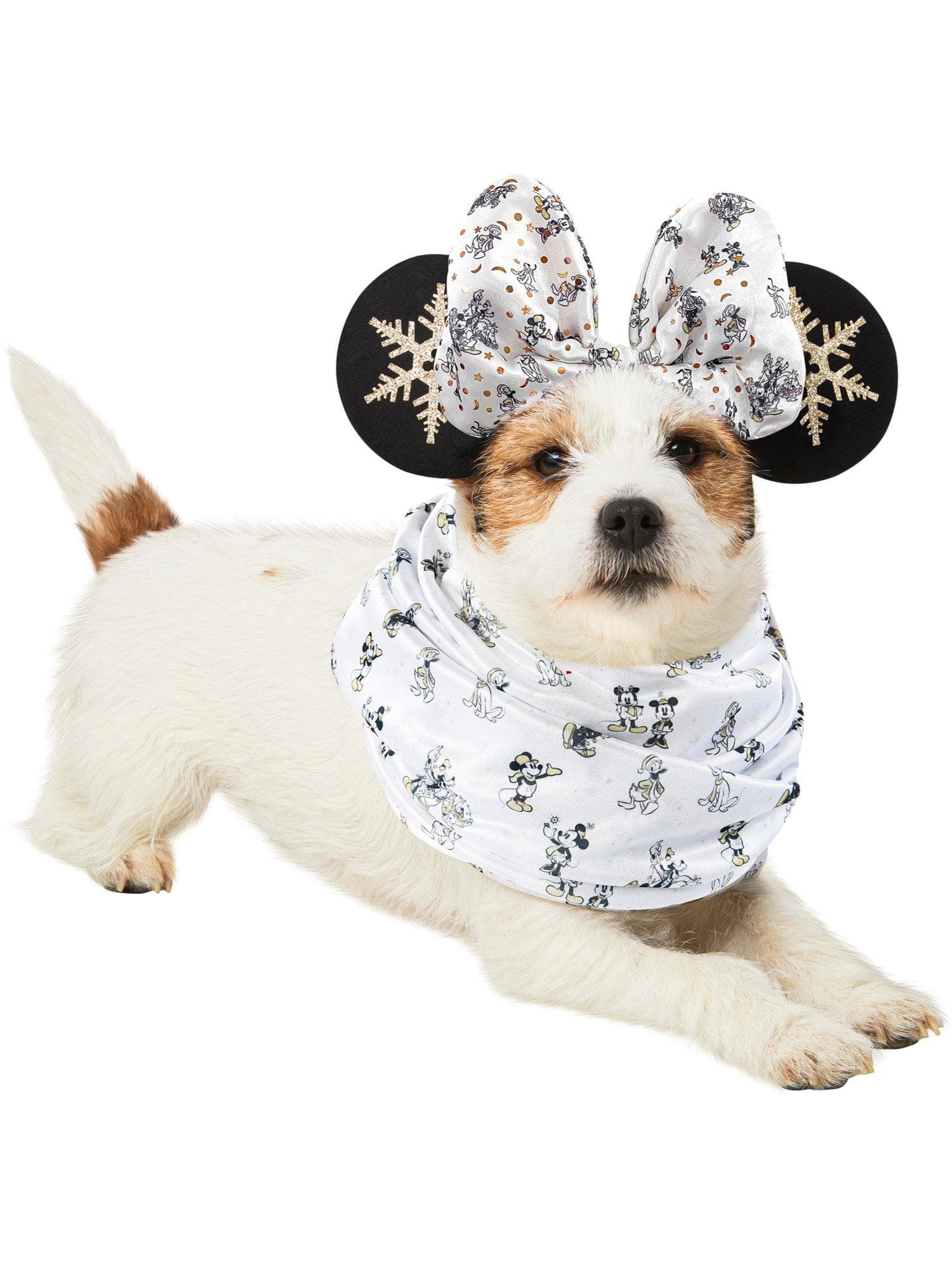Winter White Minnie Mouse Holiday Pet Headpiece and Bandana - costumes.com