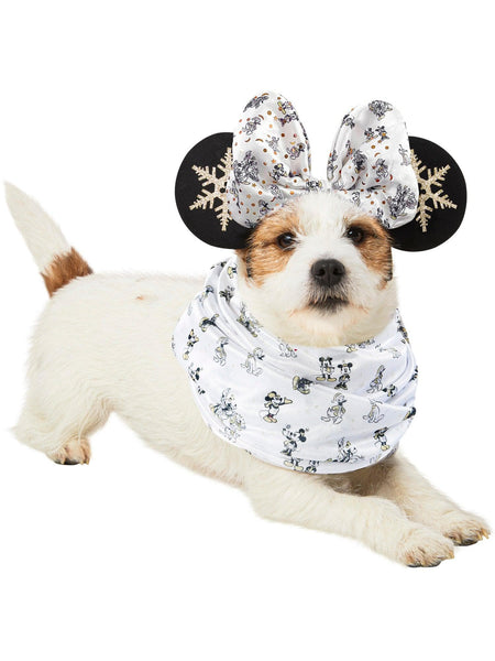 Winter White Minnie Mouse Holiday Pet Headpiece and Bandana