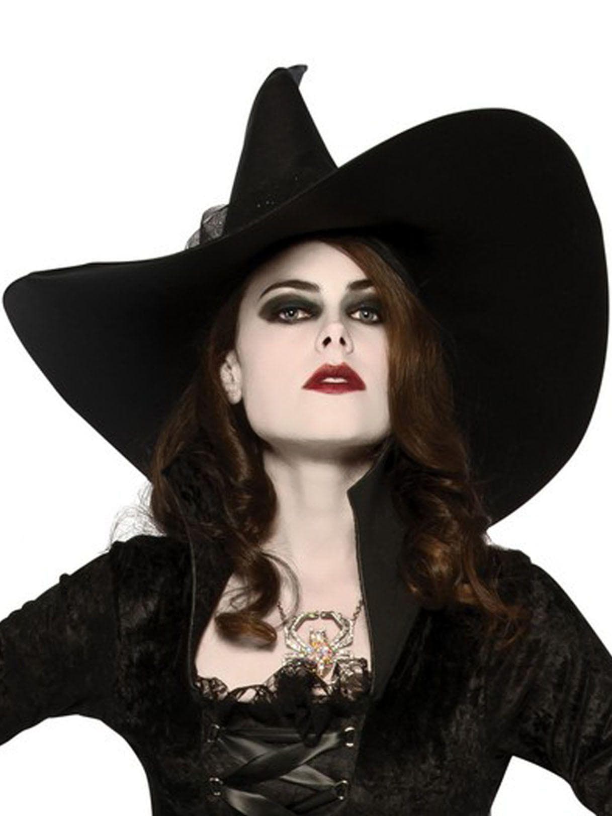 Adult Black Wide Brim Witch Hat - costumes.com
