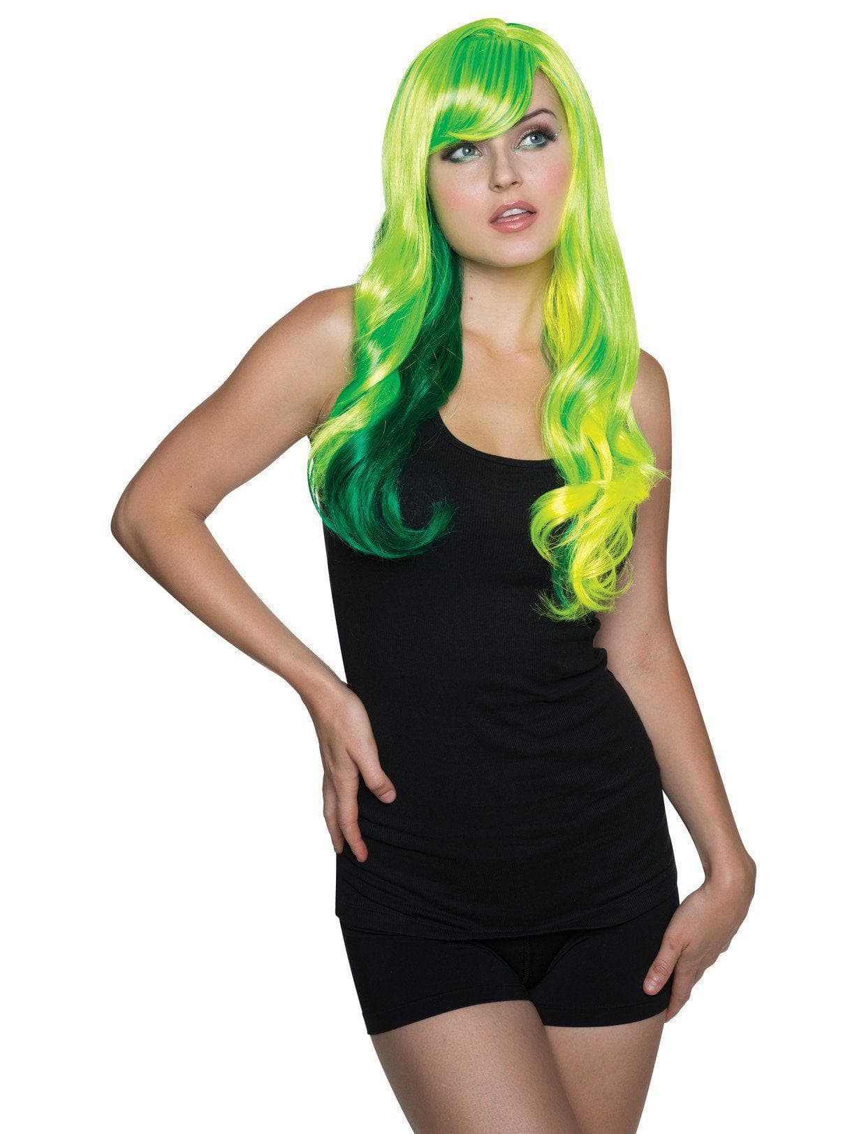 Green and Yellow Fancy Lady Wig - costumes.com