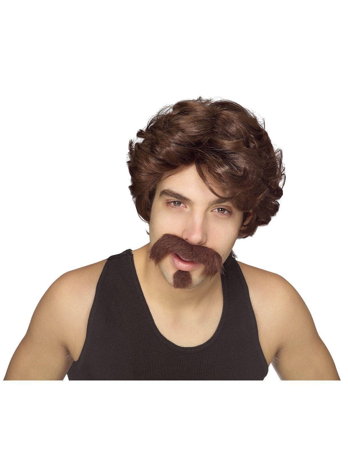 Men's Brown Big John Wig with Moustache and Goatee - costumes.com