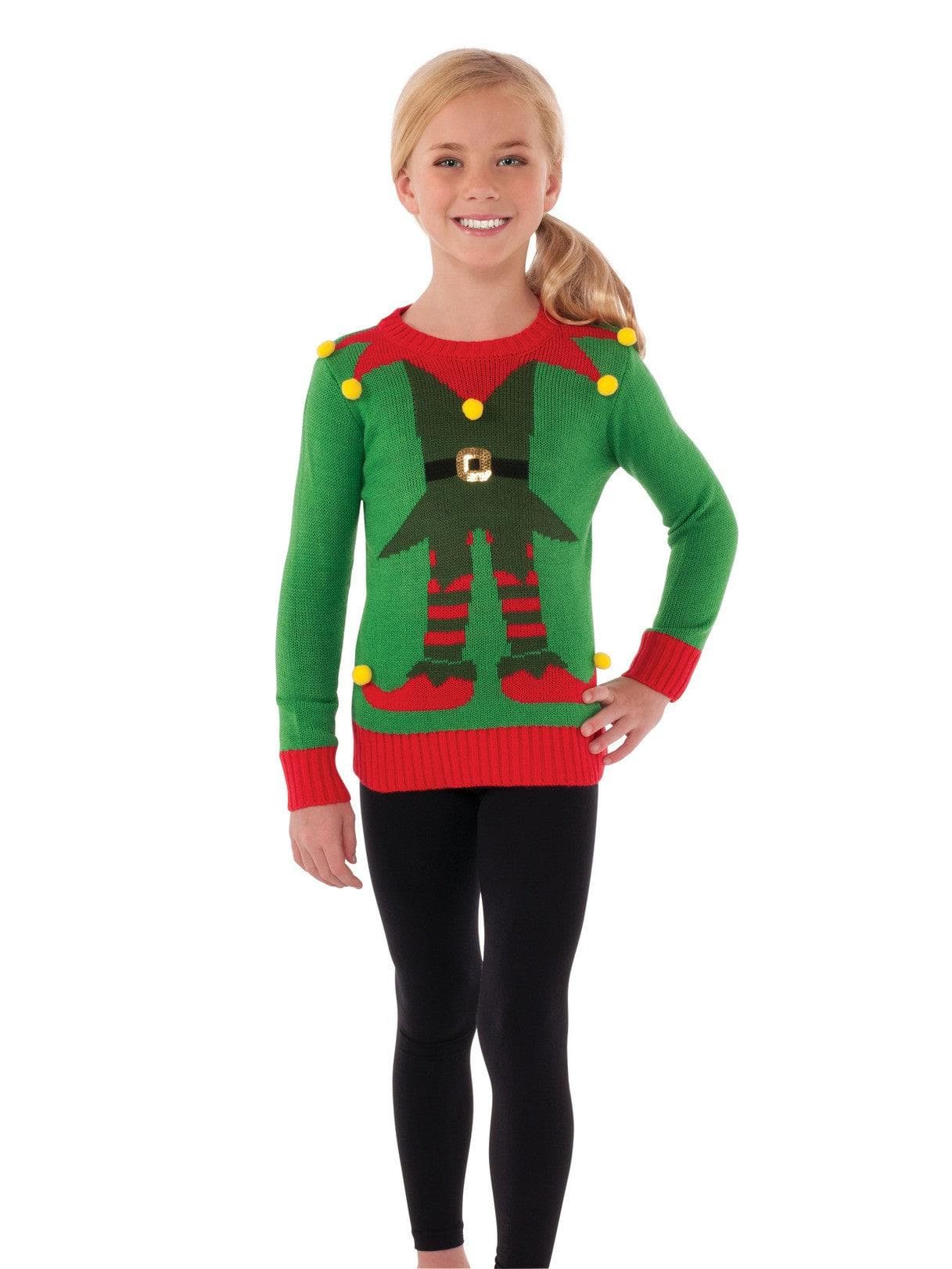 Kids Green Elf Sweater - costumes.com