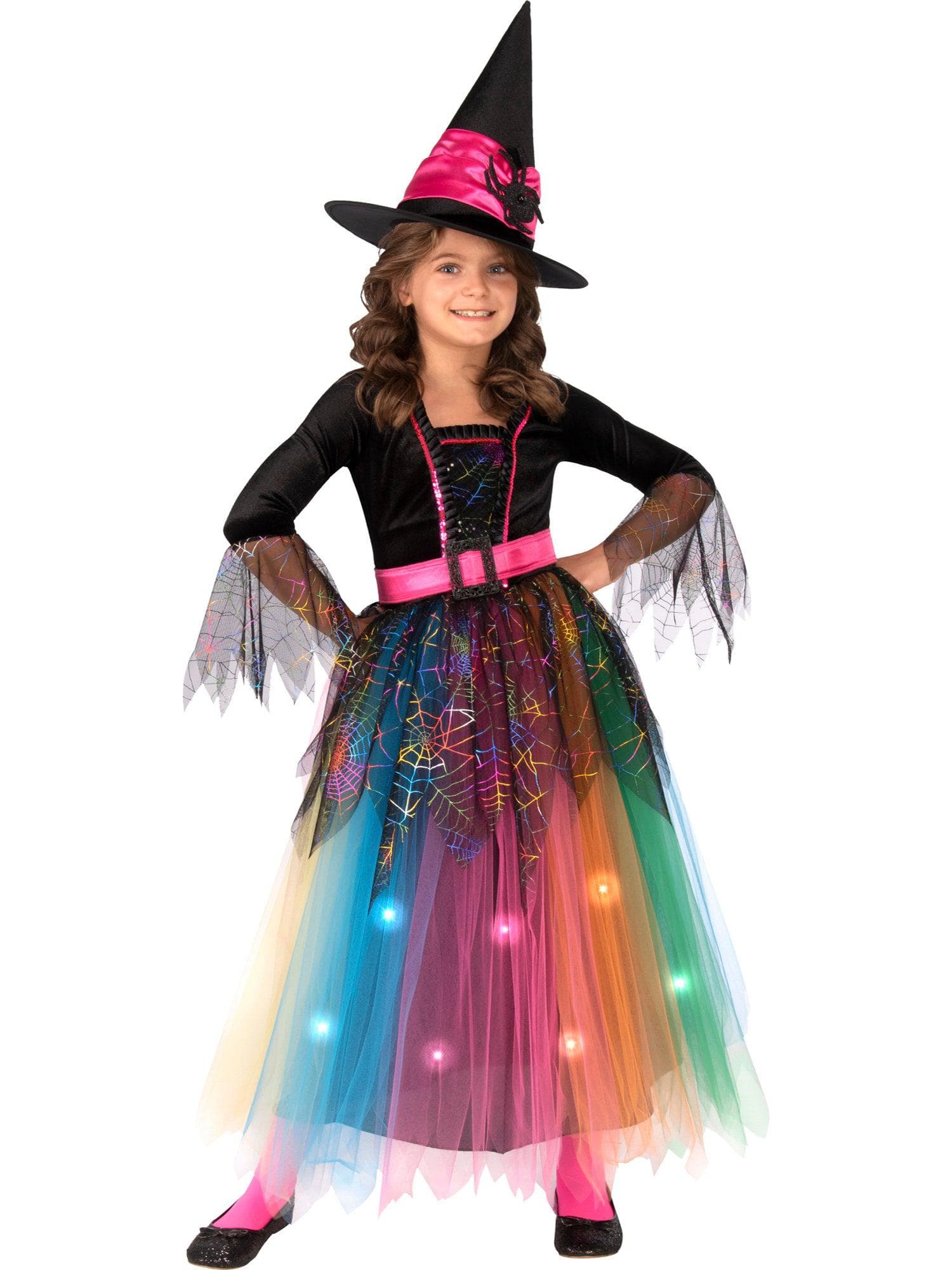 Girls' Light-Up Pastel Spider Witch Costume - costumes.com