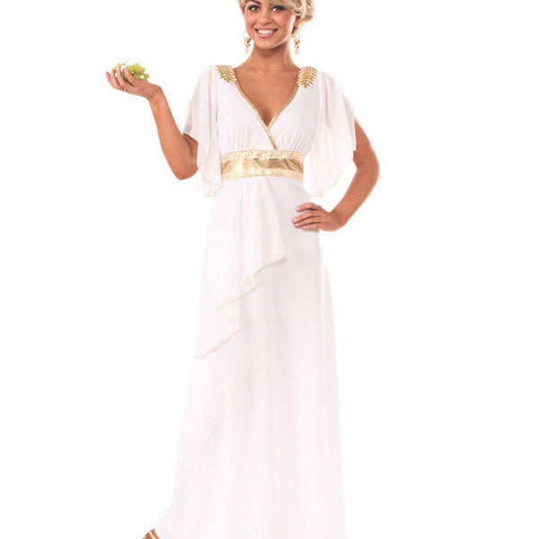 ladies roman fancy dress Women's White and Gold Roman Goddess Costume