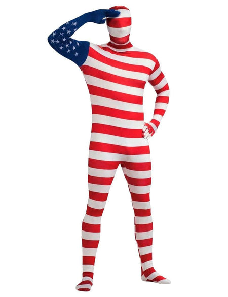 Adult Usa Flag Skin Suit Costume