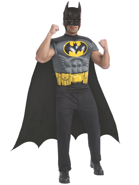 Men's DC Comics Batman Muscle Chest Costume Top, Cape and Mask Set