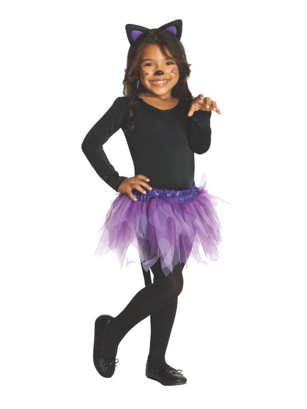 Girls' Black and Purple Tutu Cat Costume