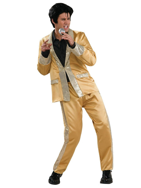 Men's Gold Satin Elvis Suit