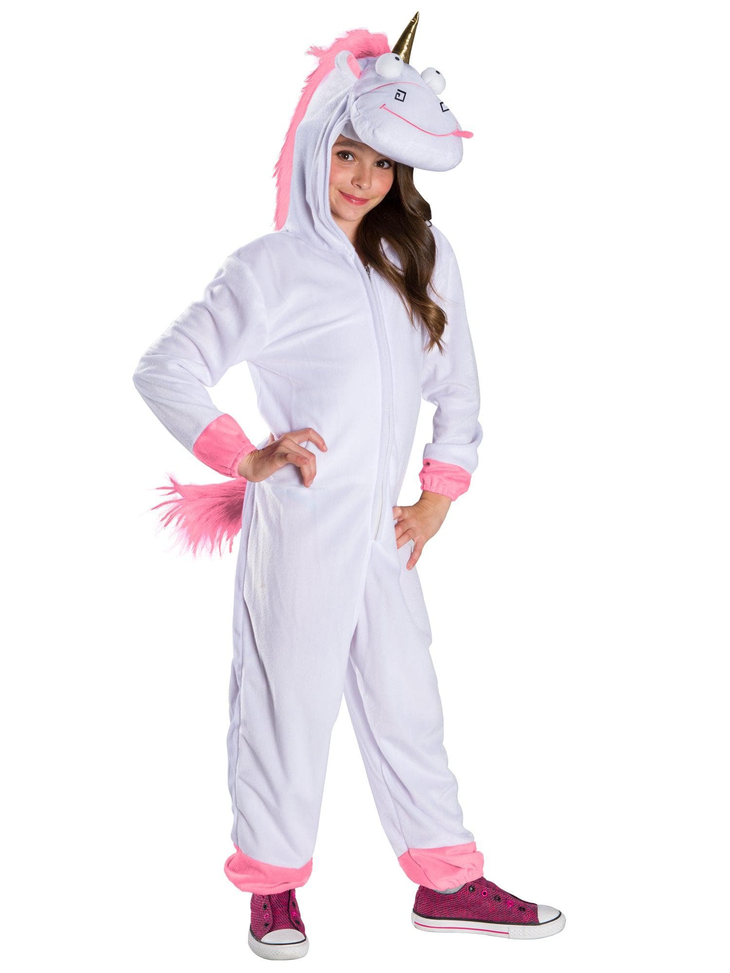 Girls' Despicable Me Fluffy Unicorn Jumpsuit Costume - costumes.com