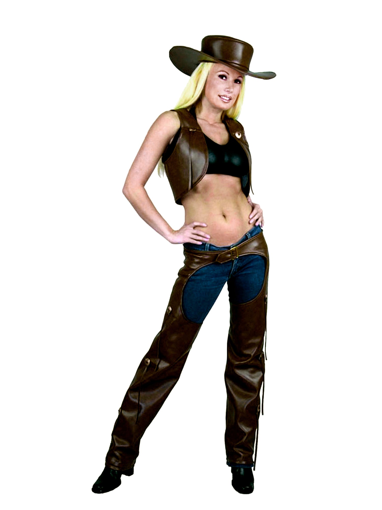 Adult Ladies Full Chaps & Vest Costume - costumes.com