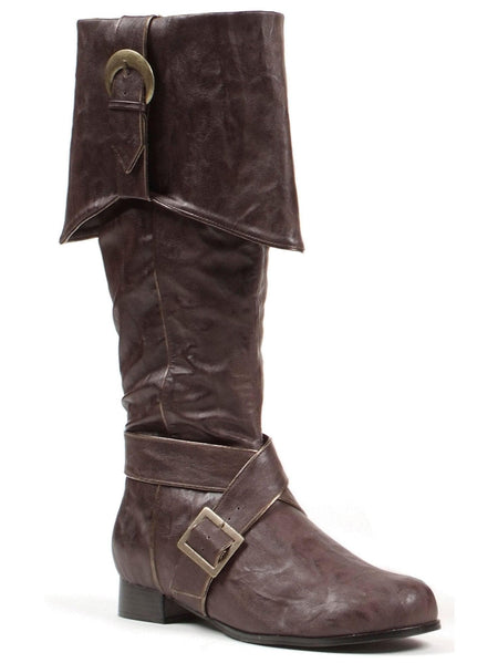 Adult Brown Tall Pirate Buckled Boots
