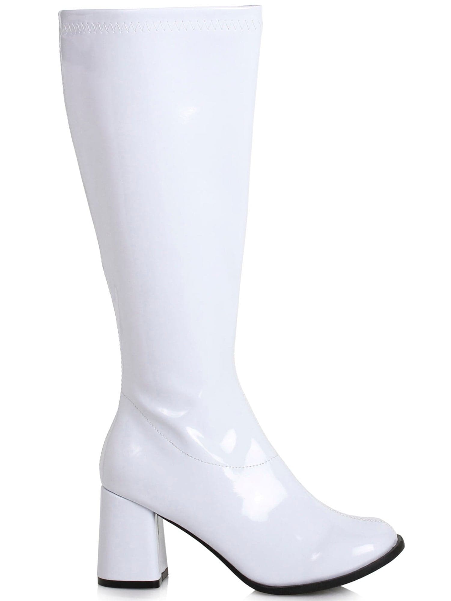 Adult White Wide Width Patent Go Go Boots - costumes.com