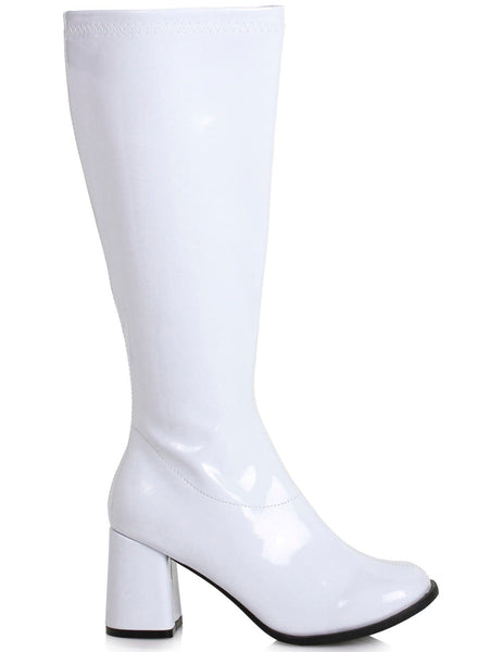 Adult White Wide Width Patent Go Go Boots