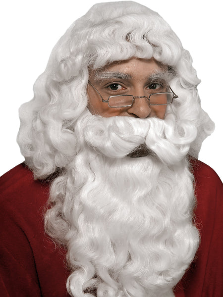 Men's White Santa Beard and Wig Set - Value Deluxe