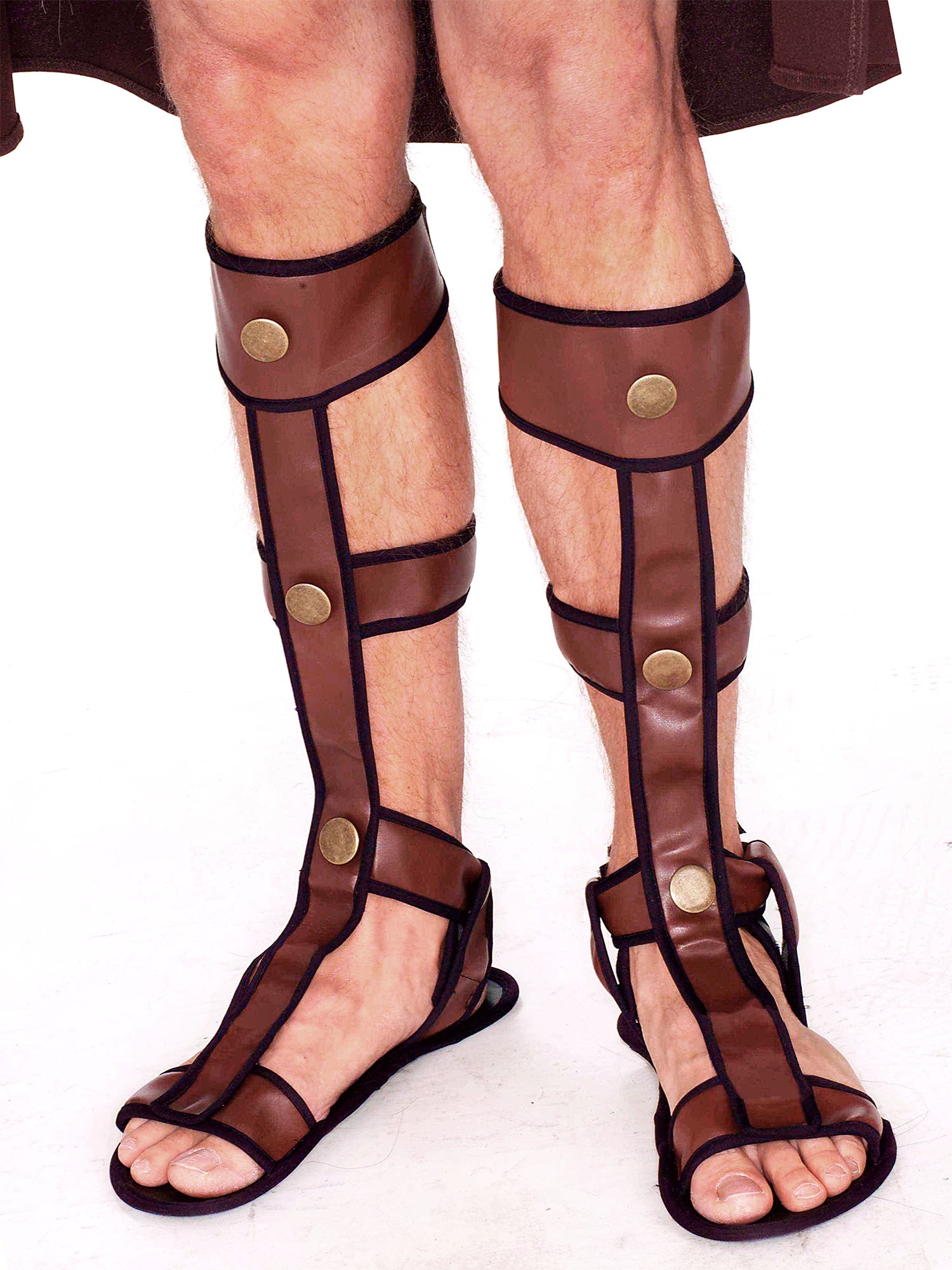 Adult Brown Gladiator Studded Flat Sandals - costumes.com