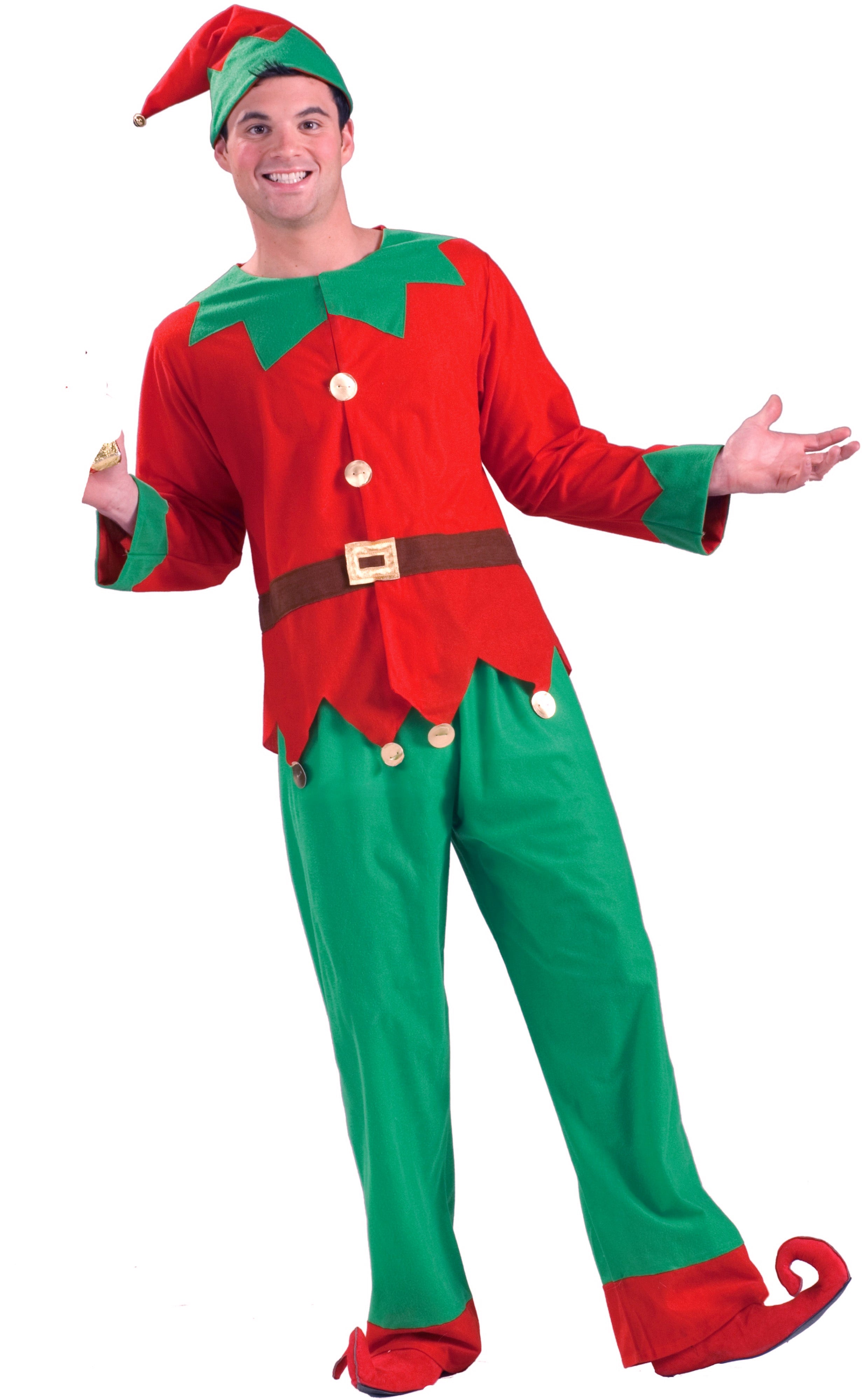 Men's Red and Green Holiday Helper Elf Costume - costumes.com