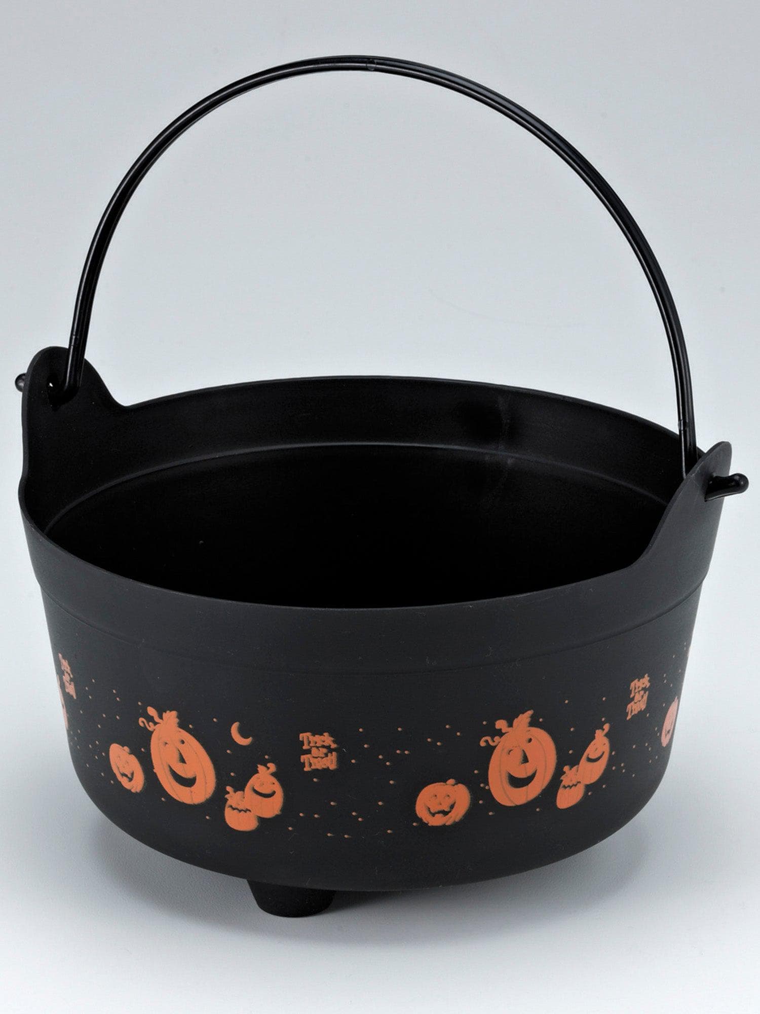 9-inch Black Pumpkin Witch Cauldron Candy Bucket - costumes.com
