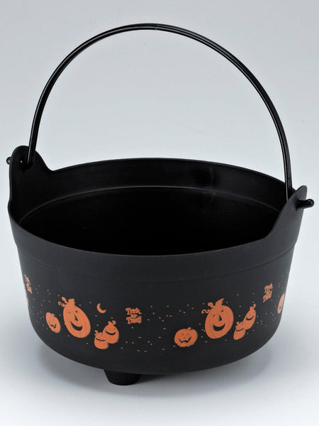 9-inch Black Pumpkin Witch Cauldron Candy Bucket