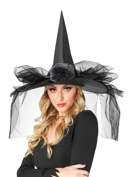 Adult Black Tulle Wizardly Witch Hat