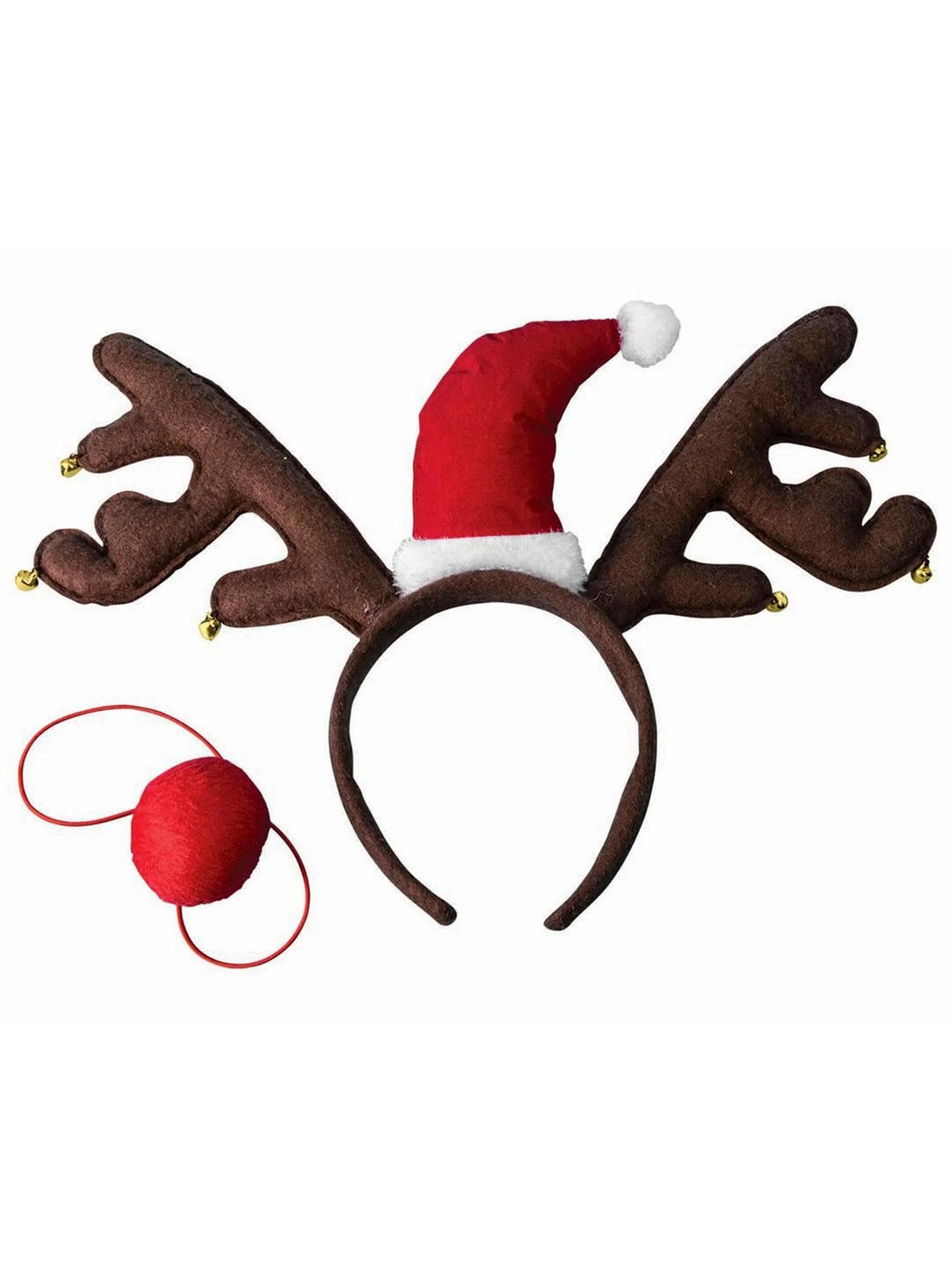 Adult Reindeer Antler Headband and Nose Set - costumes.com