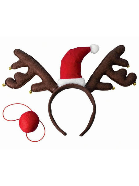 Adult Reindeer Antler Headband and Nose Set