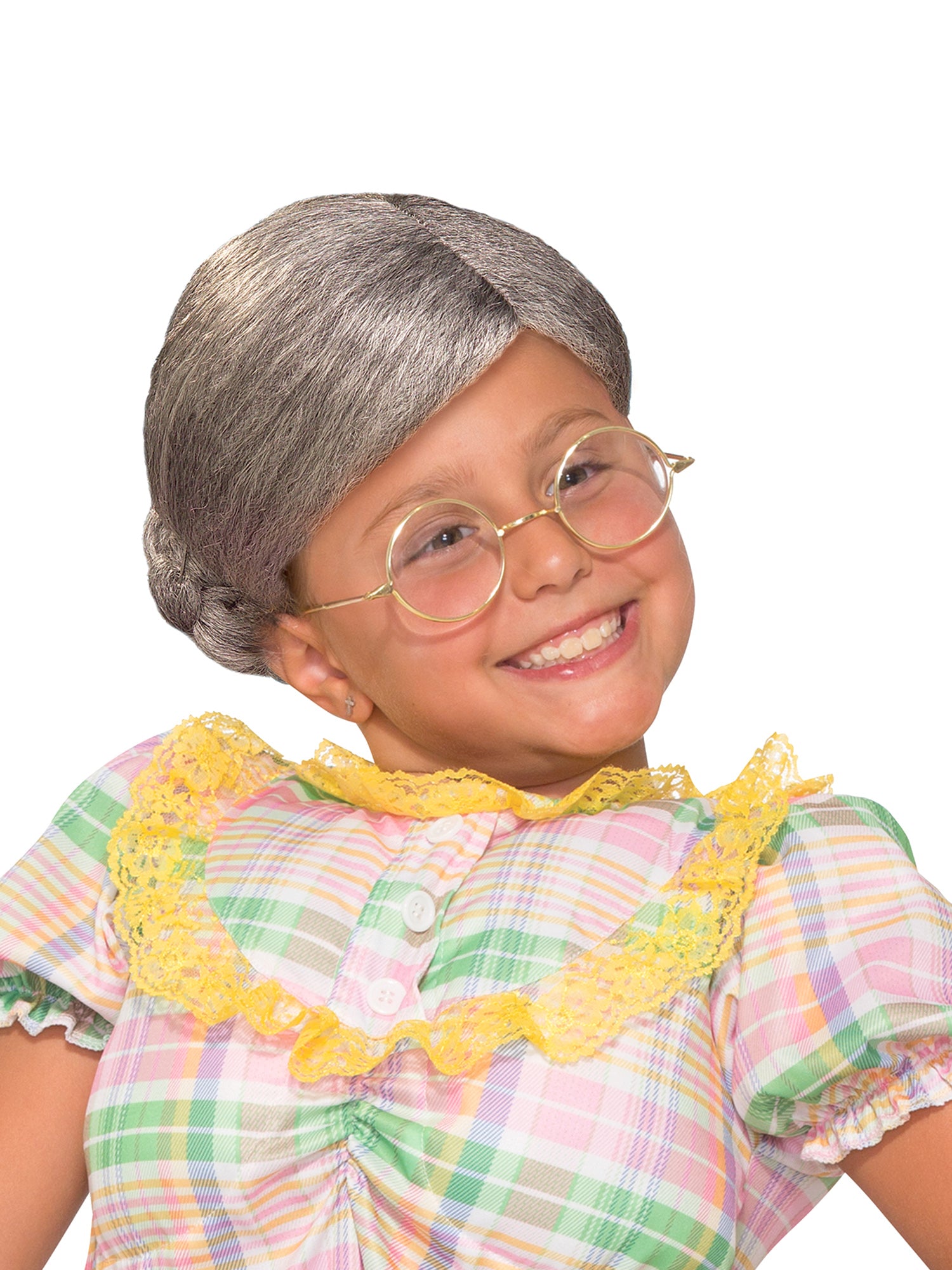 Girls' Old Lady Wig with Bun - costumes.com