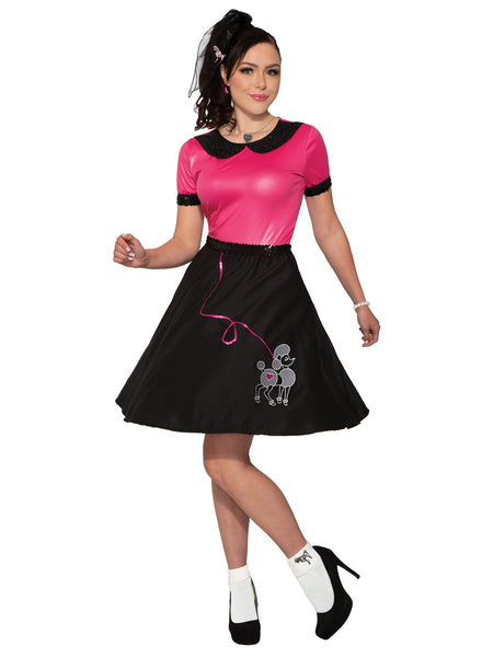Women's Girls' 1950's Hot Pink Poodle Dress