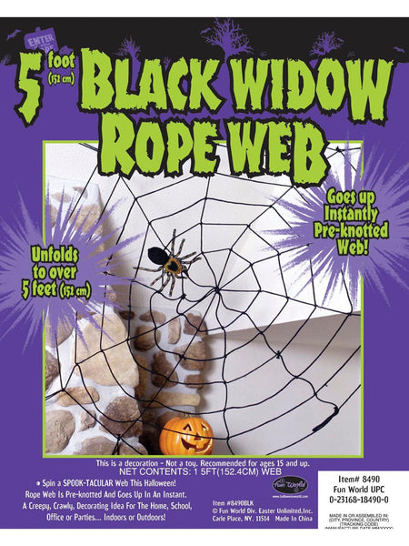 5 Foot Black Rope Spider Web Yard Decor