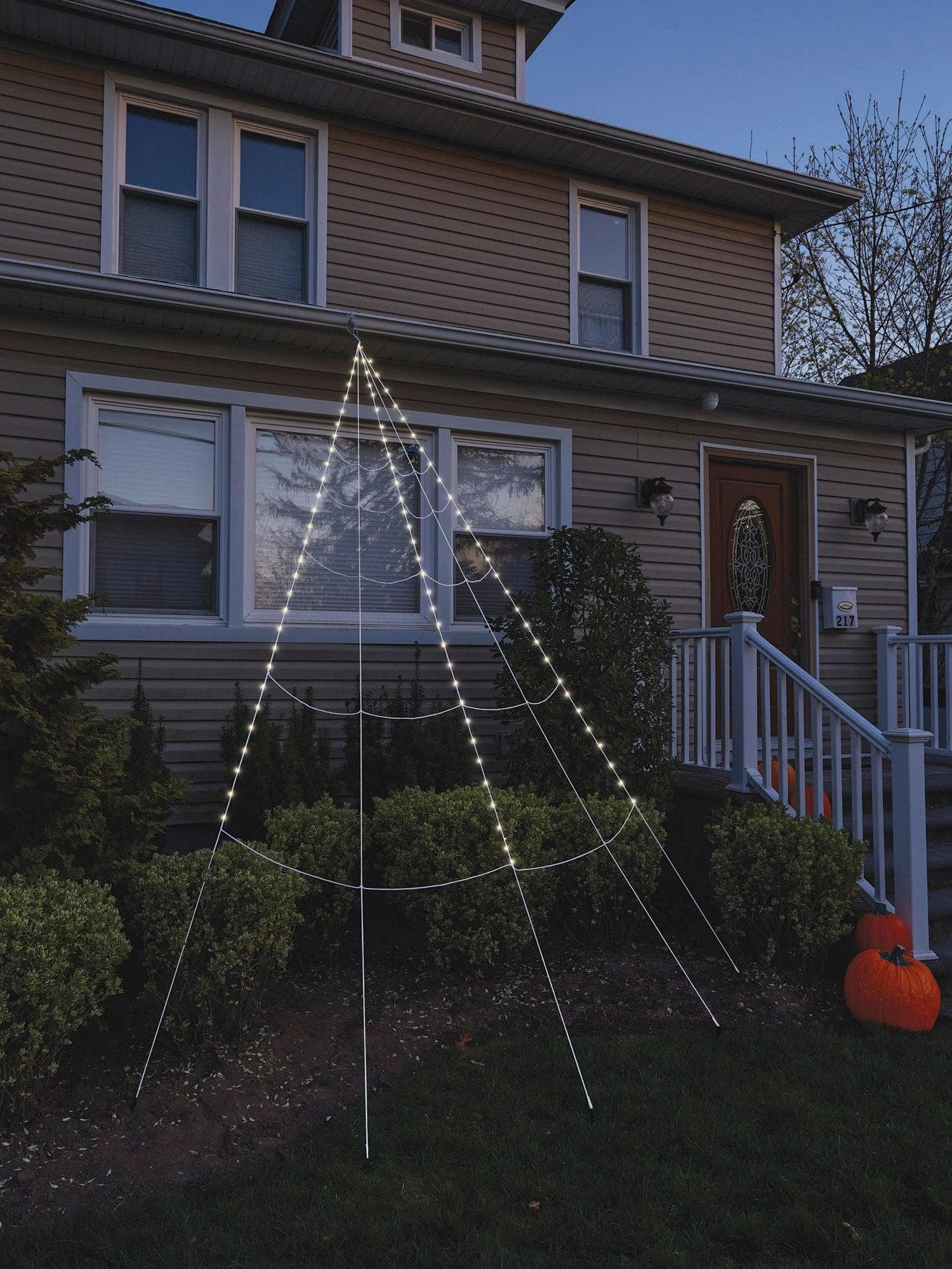12 Foot White Light Up LED Spider Web Yard Decor - costumes.com