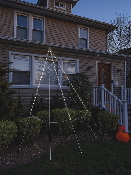 12 Foot White Light Up LED Spider Web Yard Decor