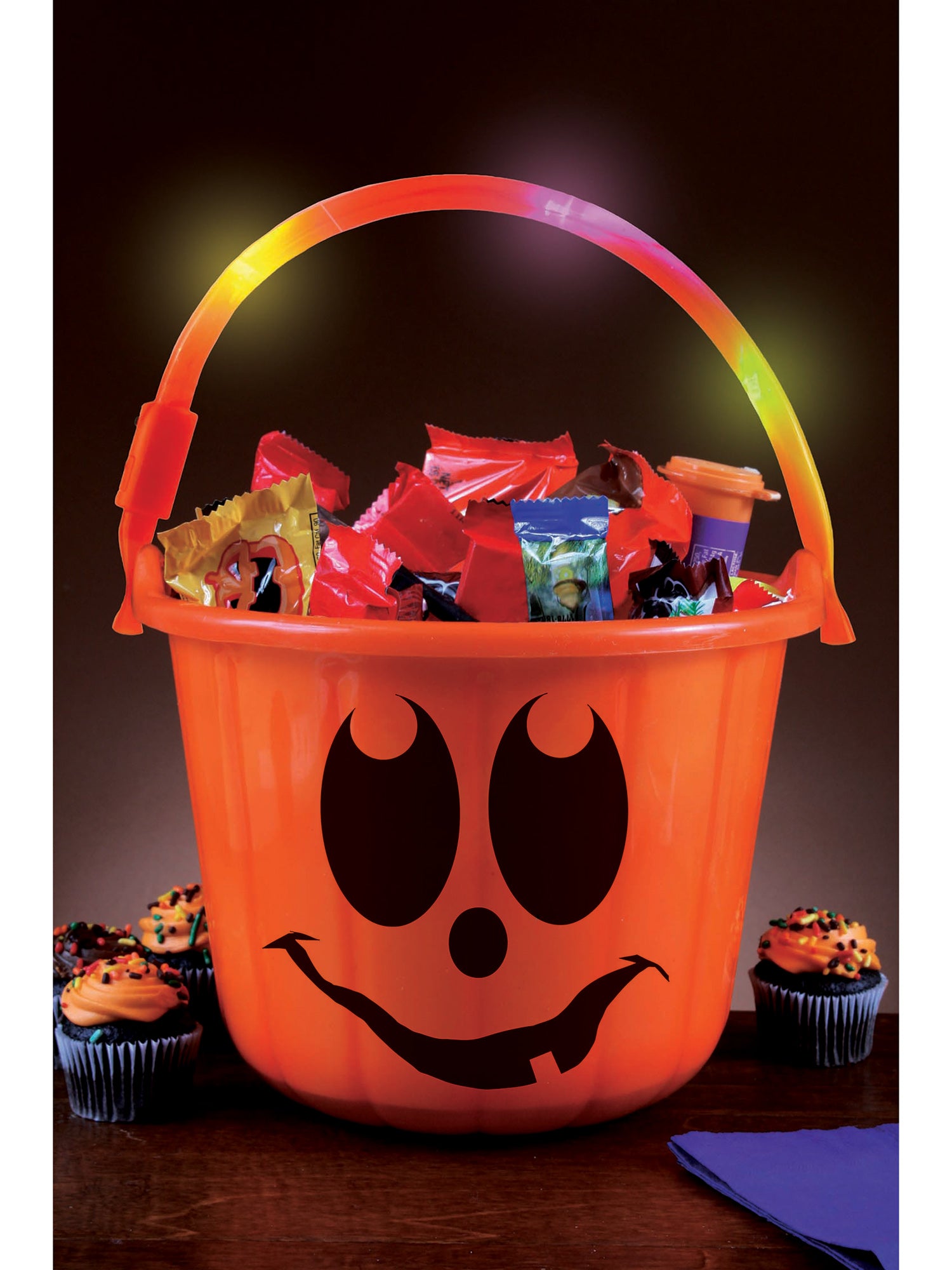 12-inch Orange Pumpkin Light Up Candy Bucket - costumes.com