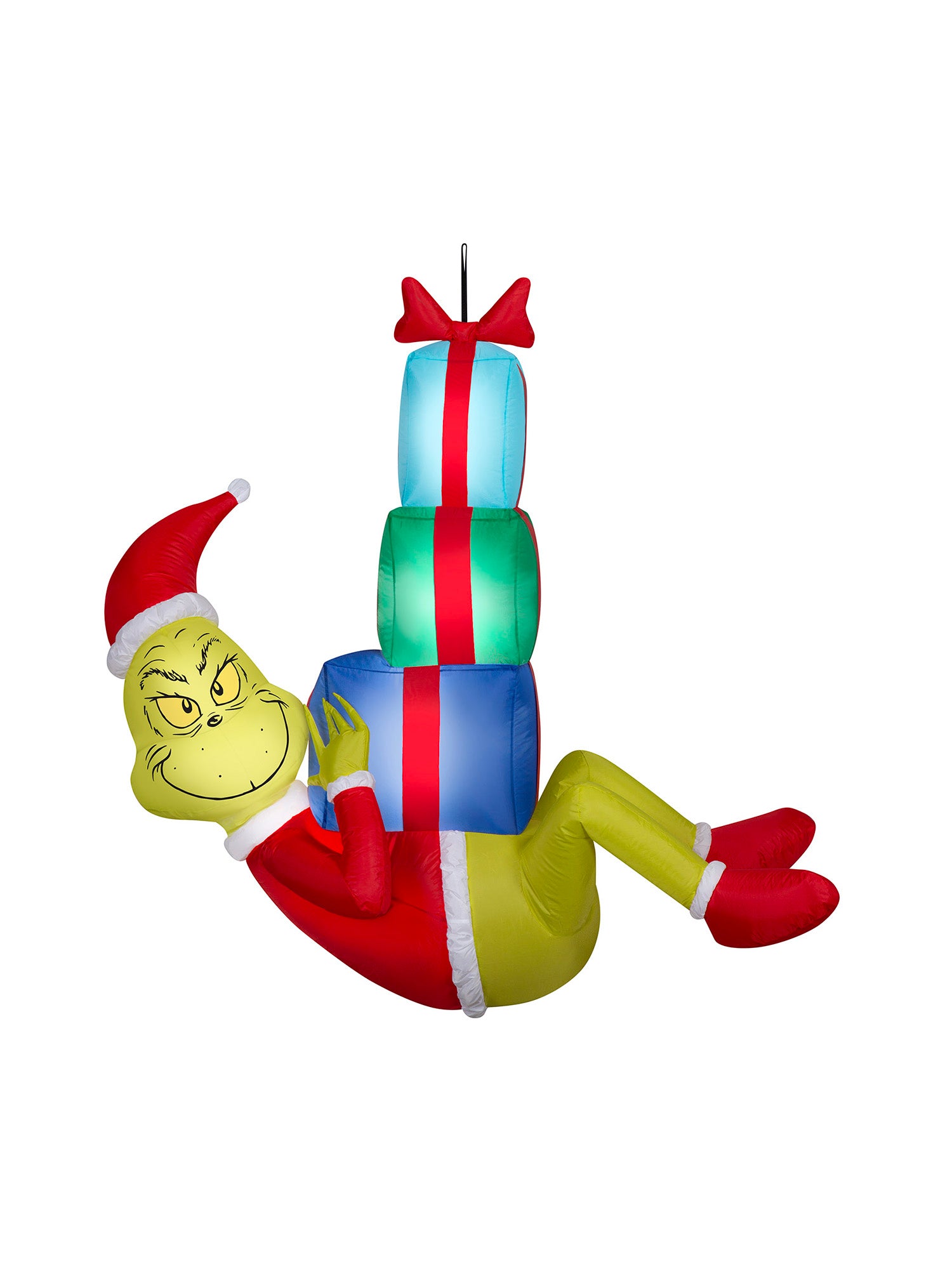 4 Foot Dr. Seuss The Grinch Hanging with Presents Light Up Christmas Inflatable Lawn Decoration - costumes.com