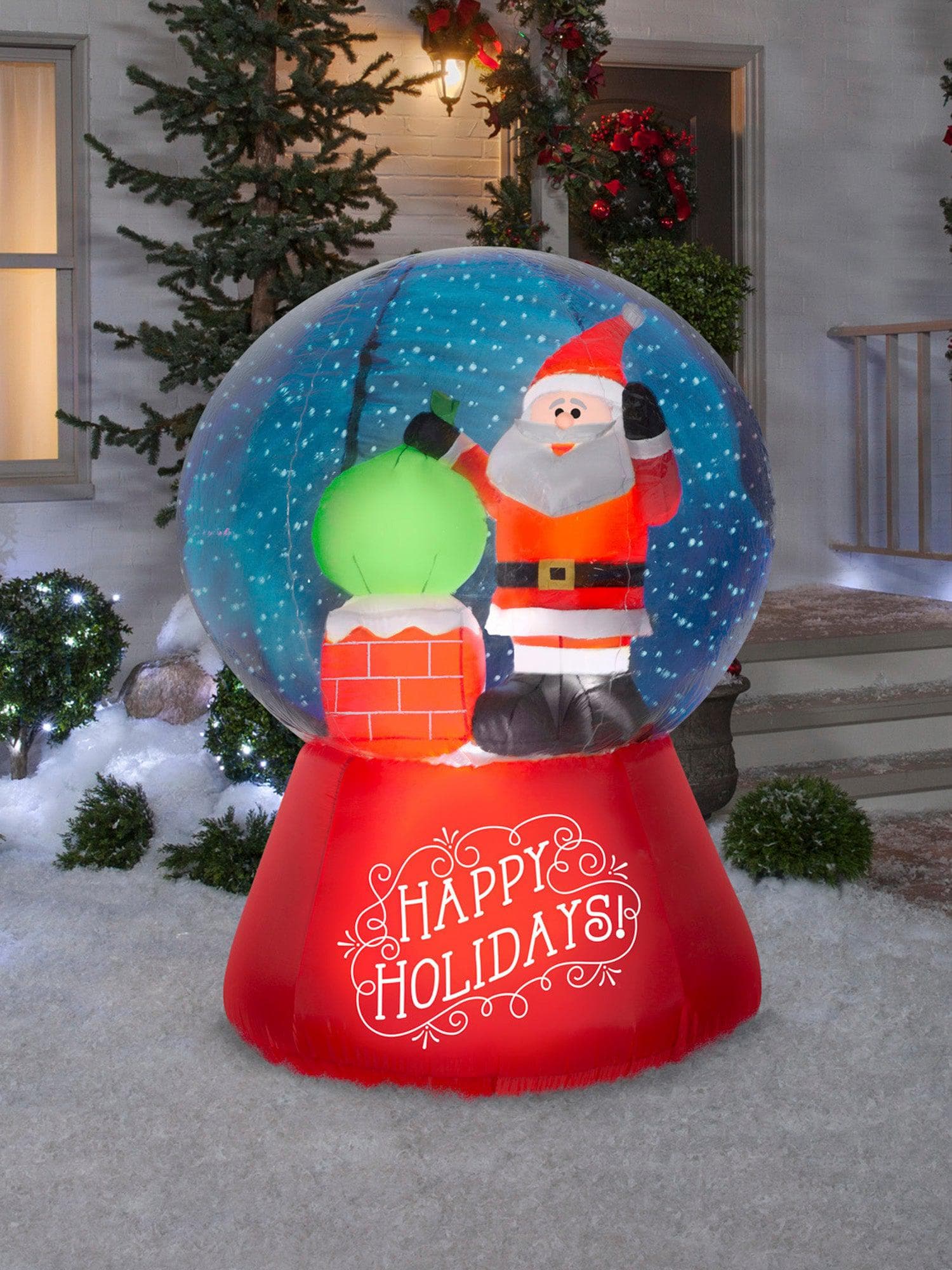 5.5 Foot Snow Globe Santa Light Up Christmas Inflatable Lawn Decor - costumes.com