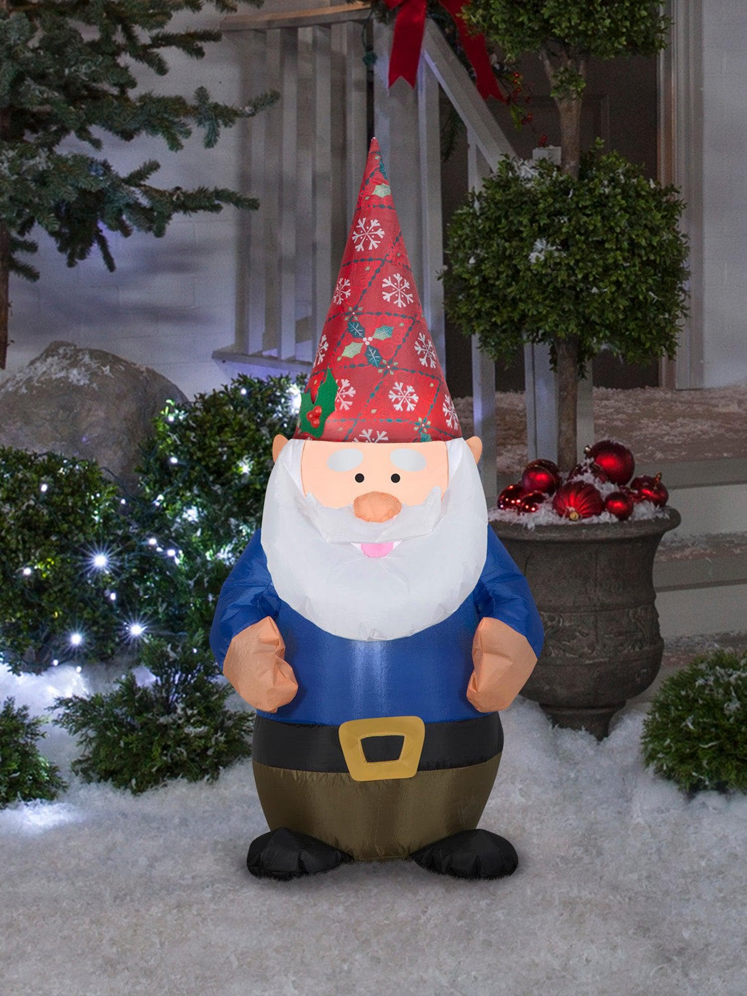 4 Foot Gnome Light Up Christmas Inflatable Lawn Decor - costumes.com